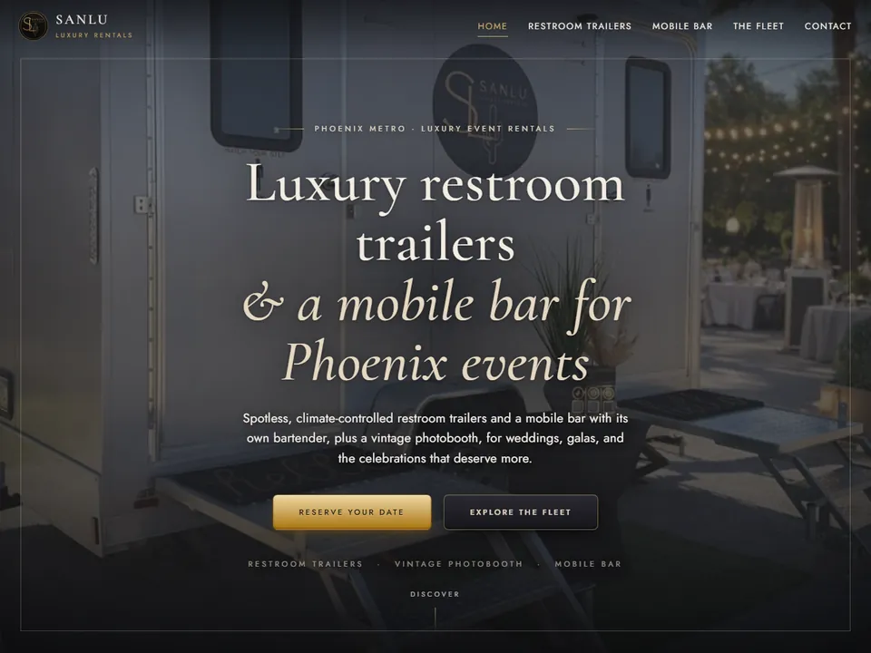 SanLu Luxury Rentals homepage: where every detail is thoughtfully elevated